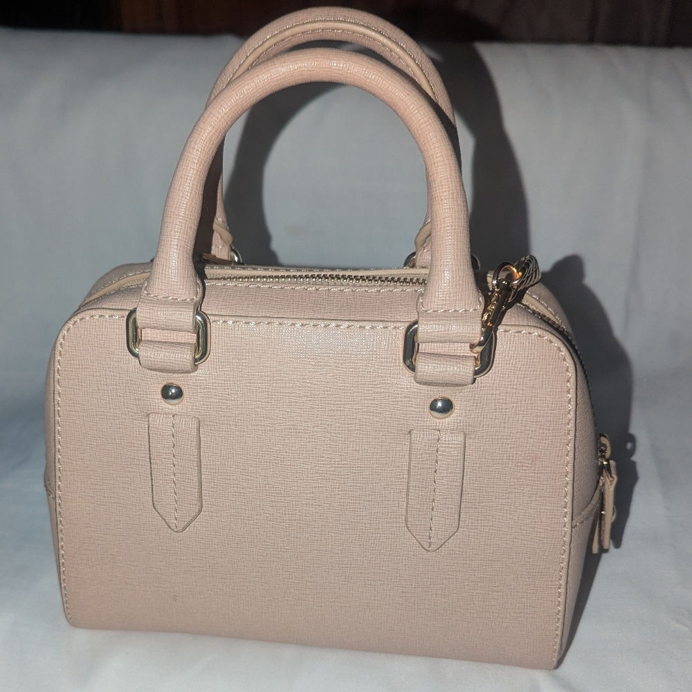 Furla Mini Ellena Neutral Saffiano Leather Satchel with Gold Accents - Picture 2 of 13